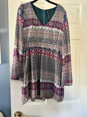 Design Lab Geometric Mini Dress in Multicolor Size Medium NWT
